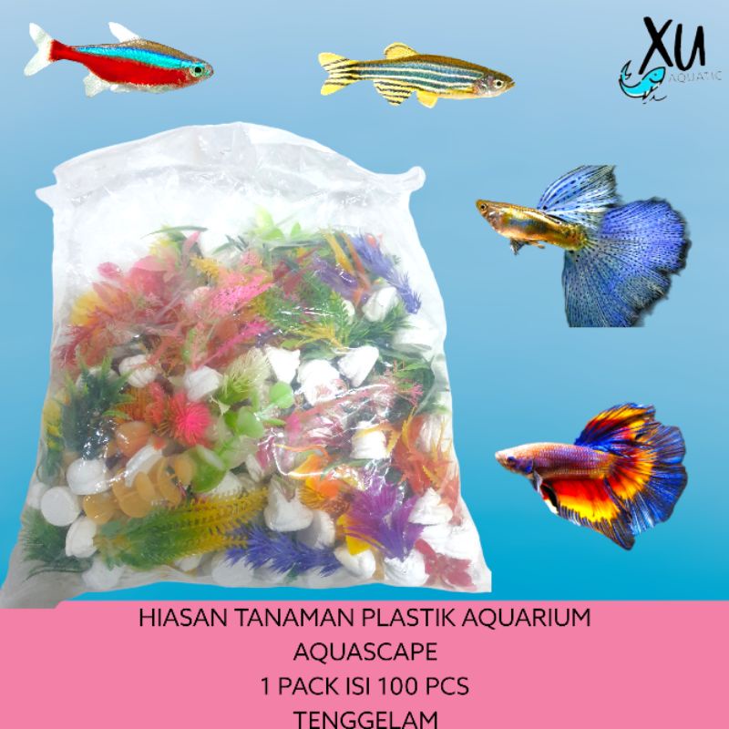 HIASAN AQUARIUM / AQUASCAPE TANAMAN RUMPUT SINTESIS ISI 100 PCS 1 BALL