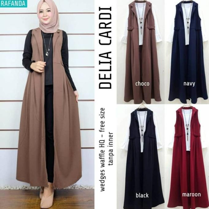 TERLARIS CARDIGAN MUSLIM DELIA CARDI LONG CARDY OUTER WANITA CARDIGAN MUSLIM ROMPI WANITA LIMITED ED