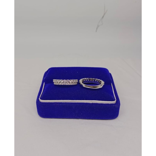 Cincin listring 2baris mp gradasi kecil besar / cincin perak asli silver 925 lapis emas/ cincin fashion wanita terbaru