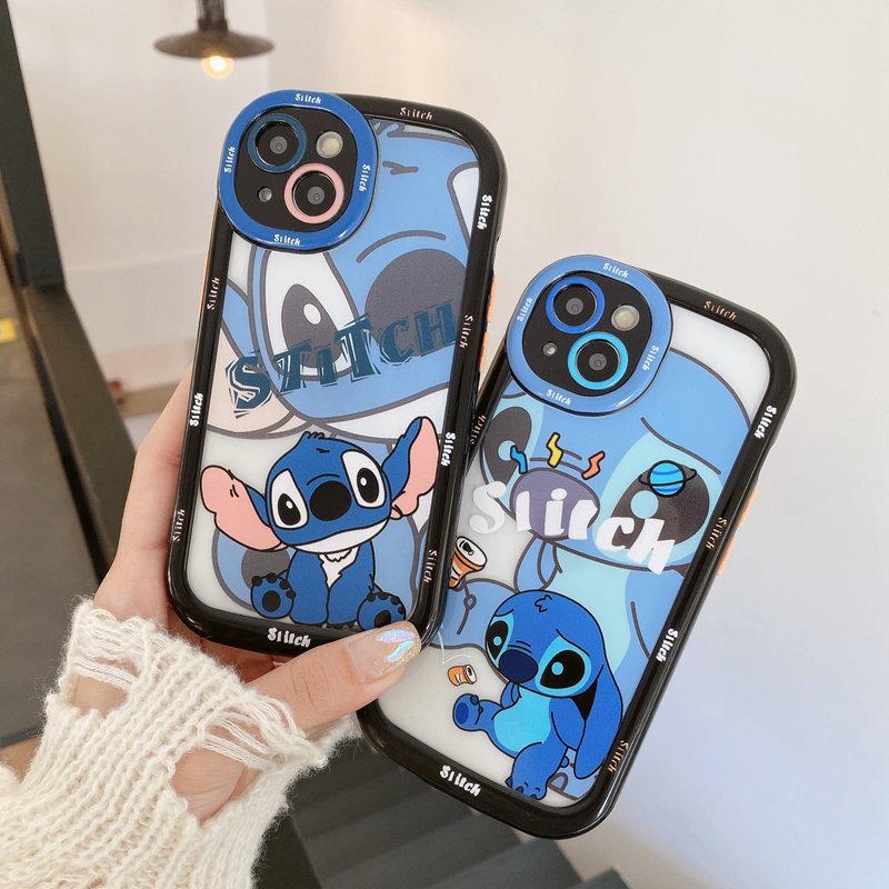 1PC PCasing hp iPhone Puff Case IPhone 11 12 13 14 Pro Max Soft Phone Case Cute Stitch Anime Cartoon Happy Phone Case Cover Bumper