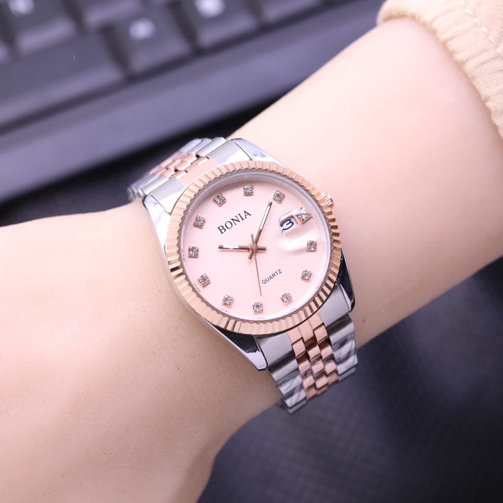 Jam Tangan Wanita Fashion 3955TL Tali Rantai Tanggal Aktif Free Box & Baterai Cadangan (BISA COD)