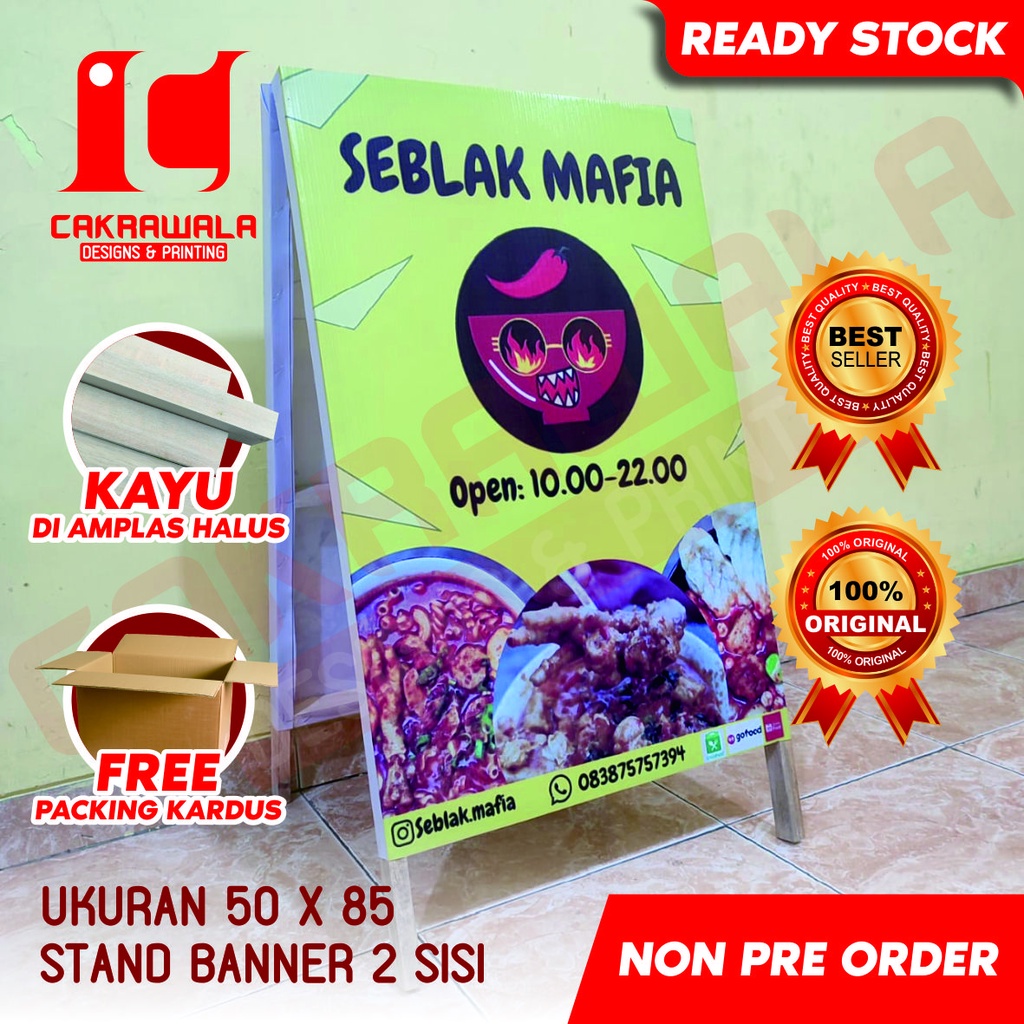 STAND BANNER KAYU SEBLAK MAFIA UKURAN 50 X 85  - STANDING BANNER KAYU - SEGITIGA BANNER KAYU - SEGIT