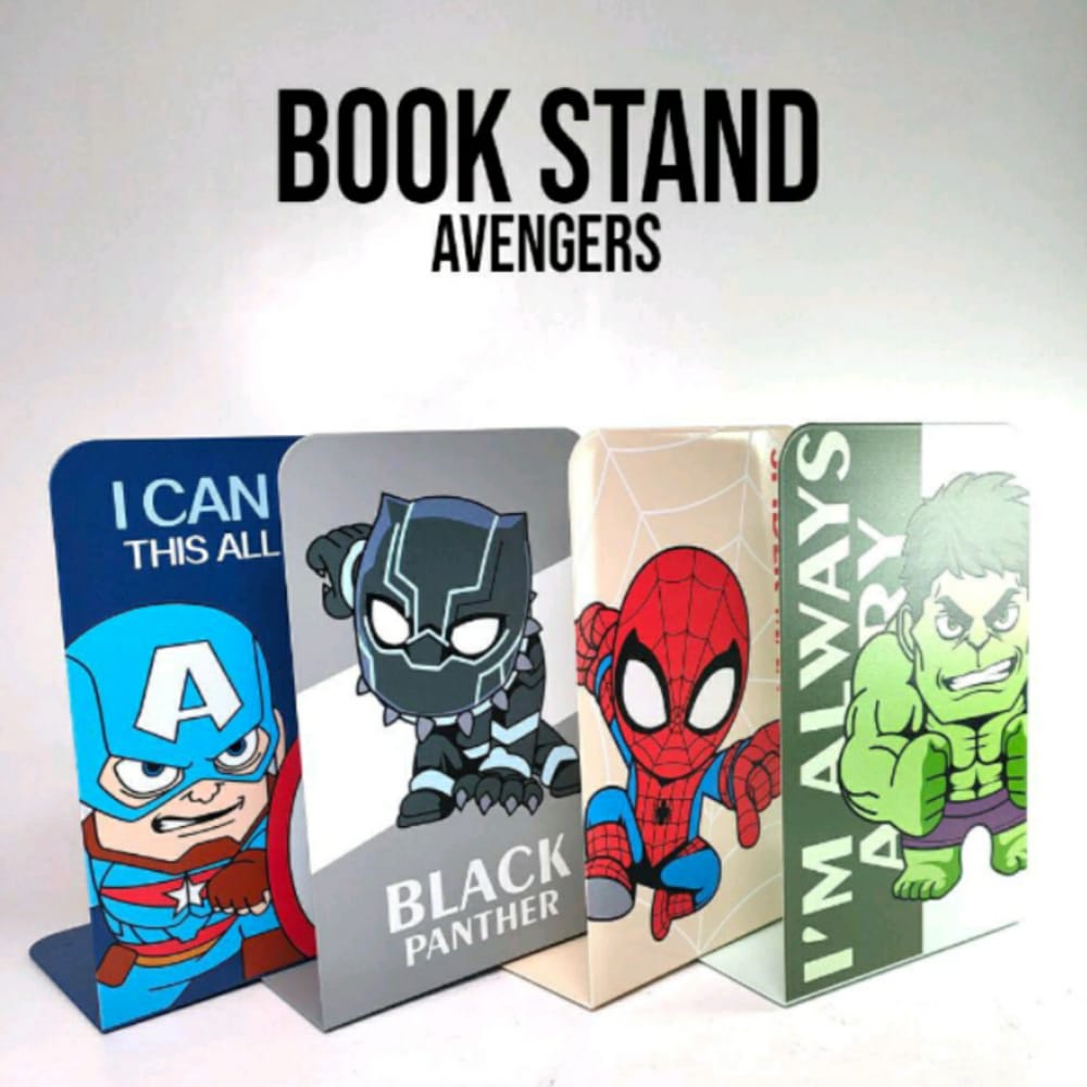 

STAND BOOK / BOOK END / PEMBATAS BUKU MOTIF SUPER HERO BAHAN BESI 1 SET ISI 2 PCS 777-331