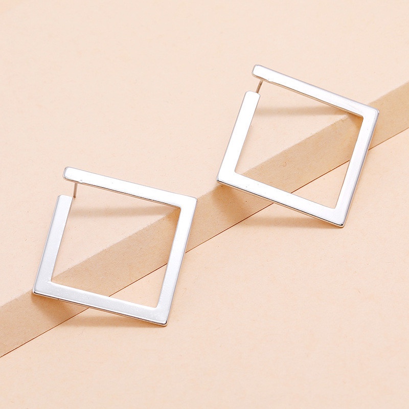 Anting Bentuk Geometris Bahan Logam | Anting Berlian | Anting Bahan Stainless Steel | Aksesoris Wanita