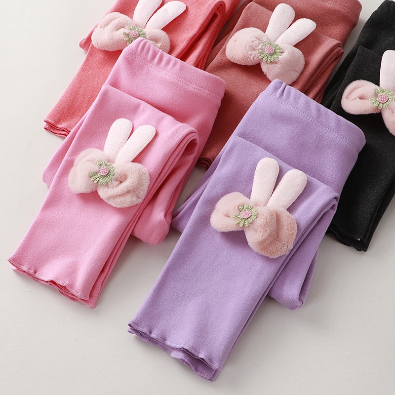 (LGM) Legging Polos Hias Kelinci Anak Perempuan Tebal Import