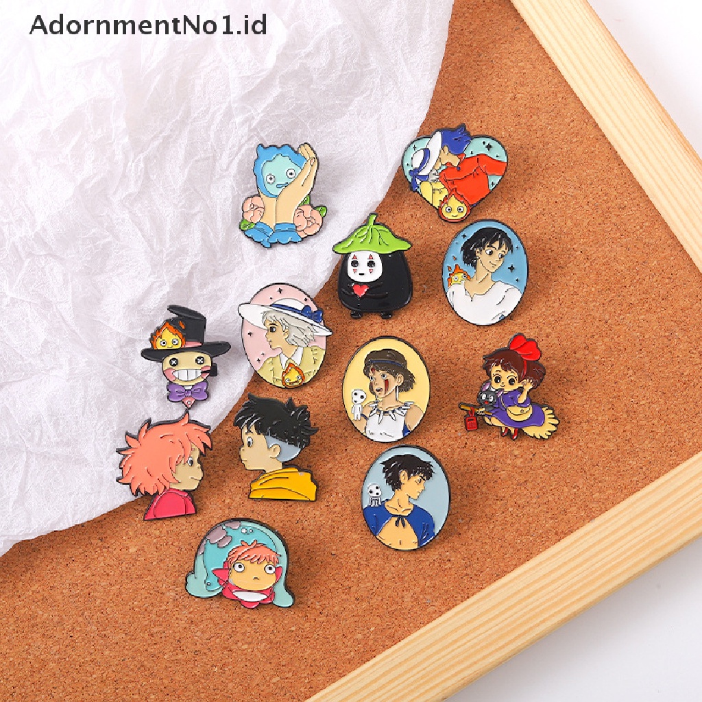 [AdornmentNo1] Pin Enamel Film Kartun Howl Sofia Ponyo Bros Lencana Kerah Pin Lucu Anime Perhiasan Hadiah Untuk Teman Anak [ID]
