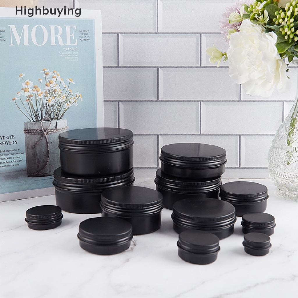 Hbid Hitam Kosong Bulat Kotak Aluminium Metal Kaleng Kaleng Cream Kosmetik Diy Refillable Jar Glory