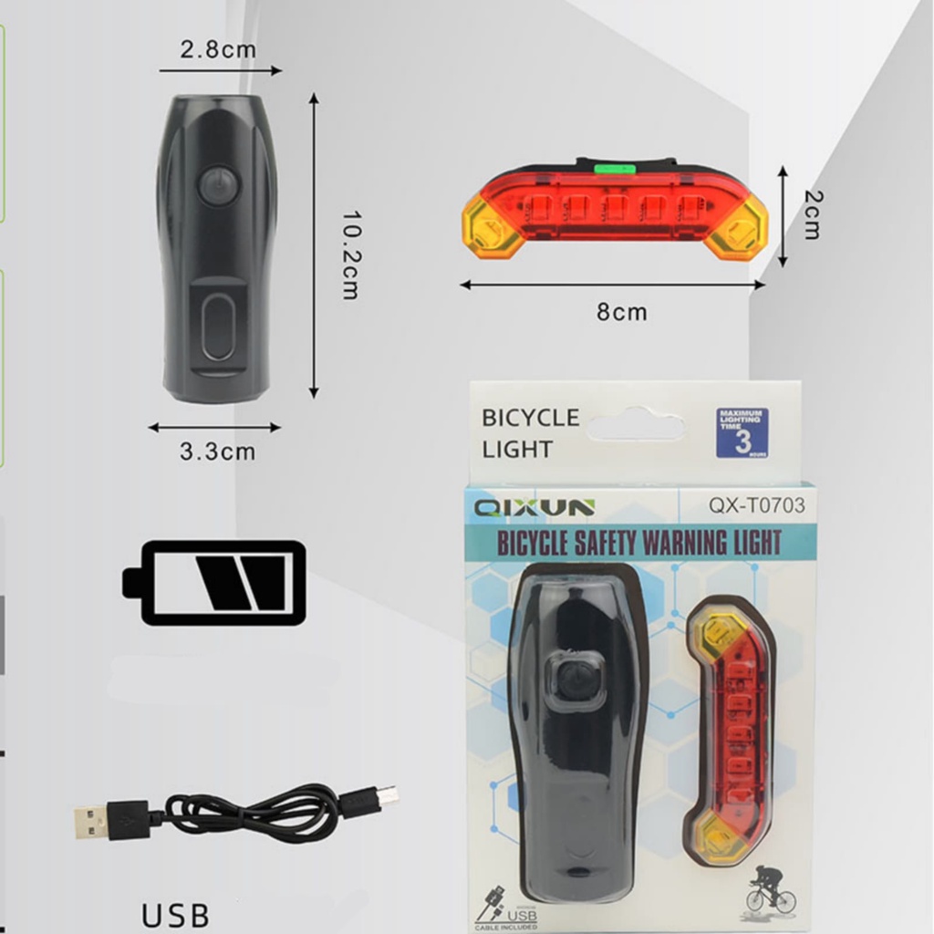 LAMPU DEPAAN BELAKANG SEPEDA QX-T0703