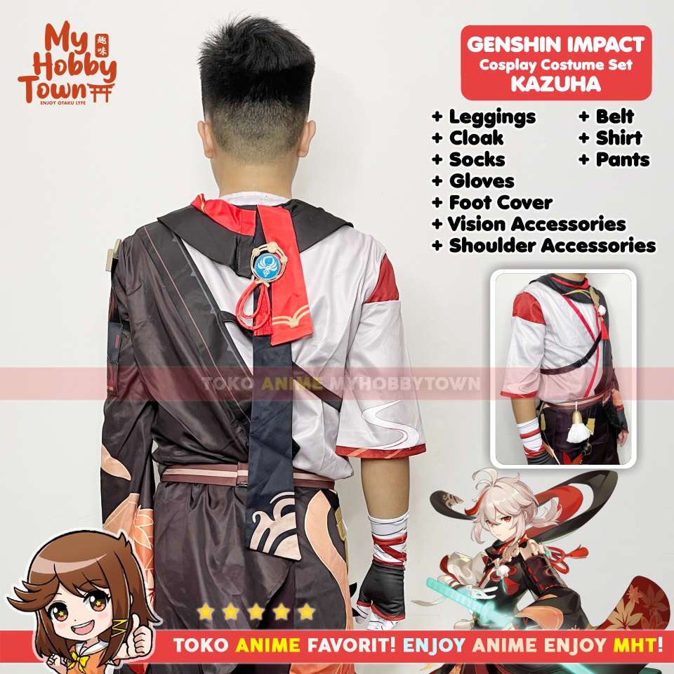 Kostum Cosplay Anime Game Genshin Impact Kaedehara Kazuha