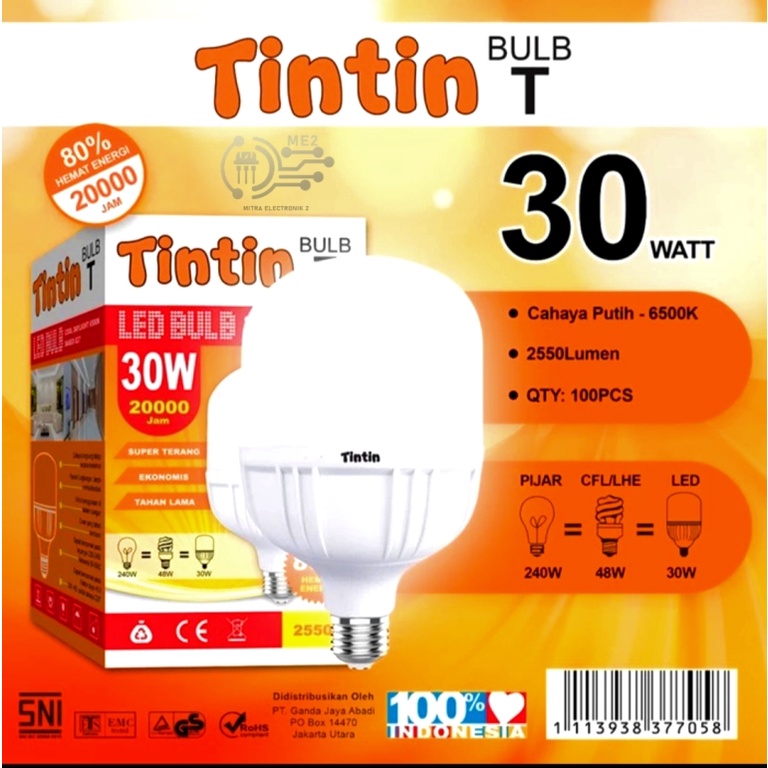 Bohlam Lampu Led Murah Terang Tintin 5 10 15 20 watt SNI super ekonomis