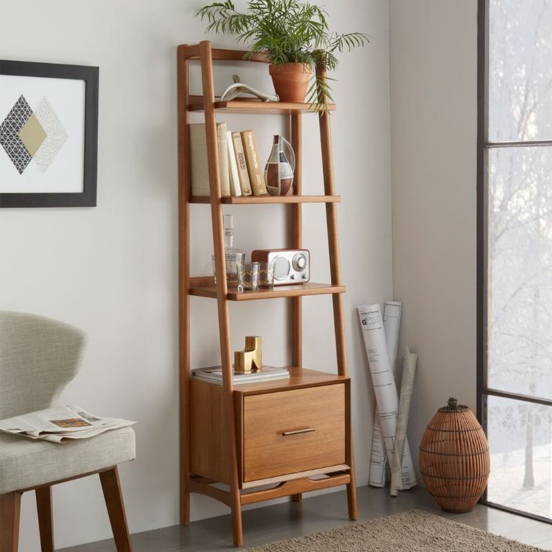 Rak buku kayu jati perhutani tpk asli jepara solid grade A furniture meubel kekinian terbaru klasik 