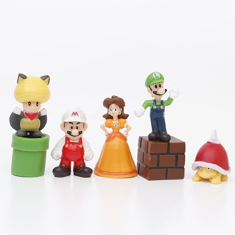 48 Pcs Q Versi Super Mario Bros Luigi Yoshi Donkey Kong Wario PVC Action Figure Mainan Topper Kue