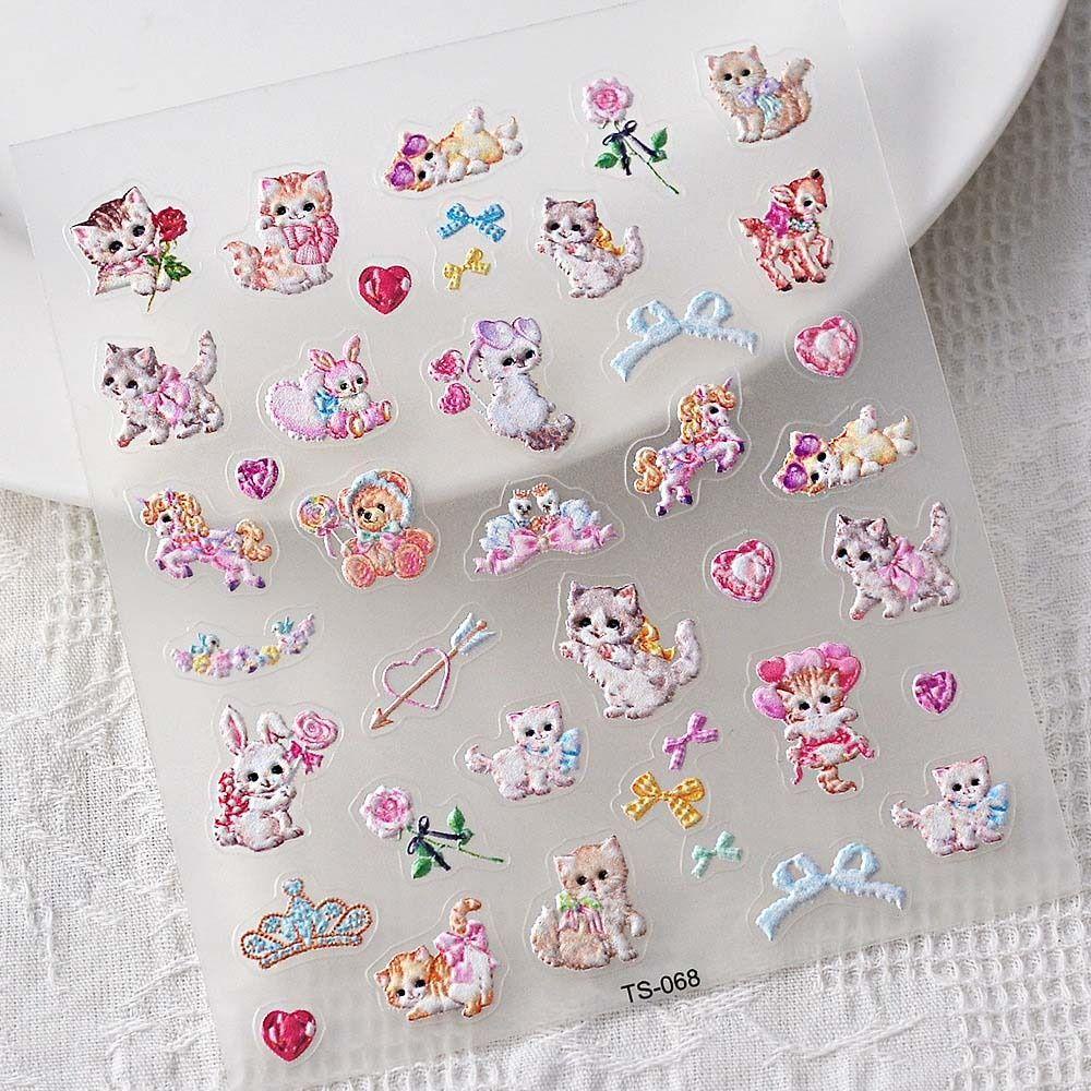 Mxbeauty Stiker Kuku Unicorn Fashion Pink Unicorn Animals Cat Nail Art Dekorasi