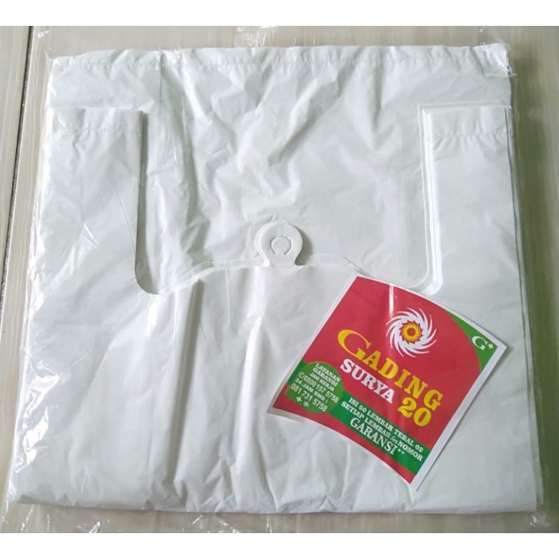 kresek/kantong plastik putih uk 28 isi 50 lbr