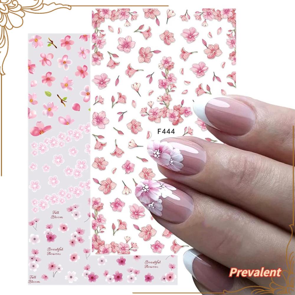 Preva Stiker Nail Art Dekorasi Nail Art Musim Panas Sliders Desain Bunga Sederhana Pink