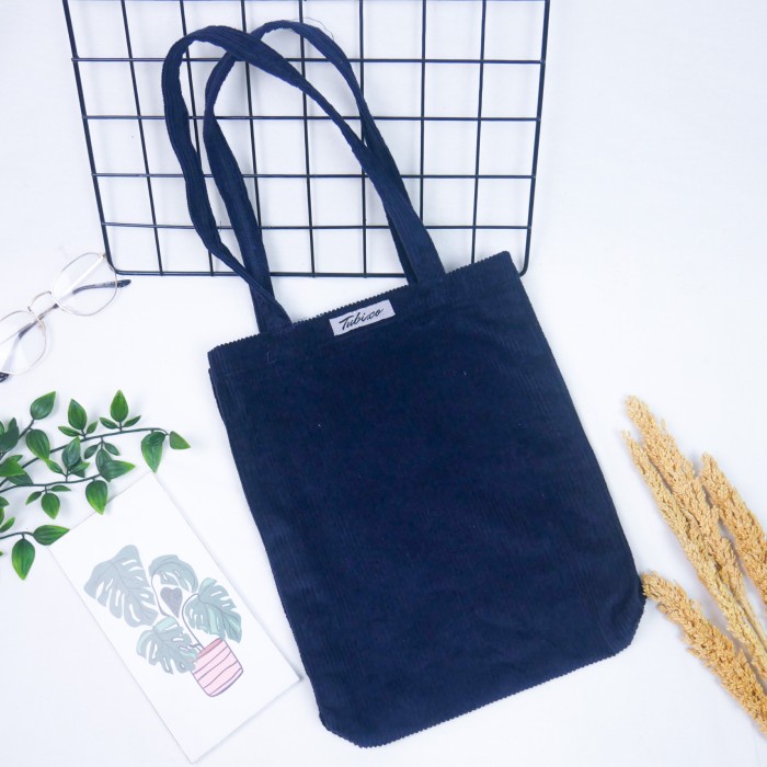 Totebag Wanita  Tubico Corduroy in Blue Depths aesthetics X7Z6 TERPOPULER trendy modis Bayar di Temp