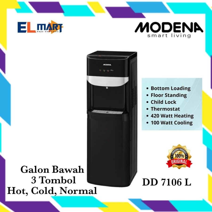 Modena Water Dispenser Galon Bawah 3 Tombol DD 7106 L 7106L DD7106L