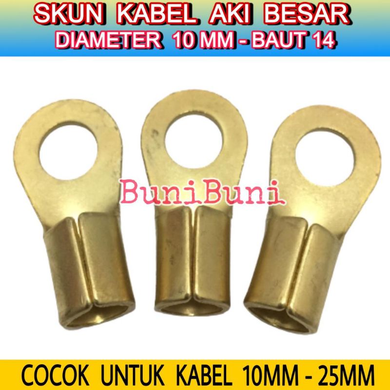 TERMINAL Skun Klem Kabel Aki BESAR Ring BULAT M10 BAUT 14 - KUNING 70A