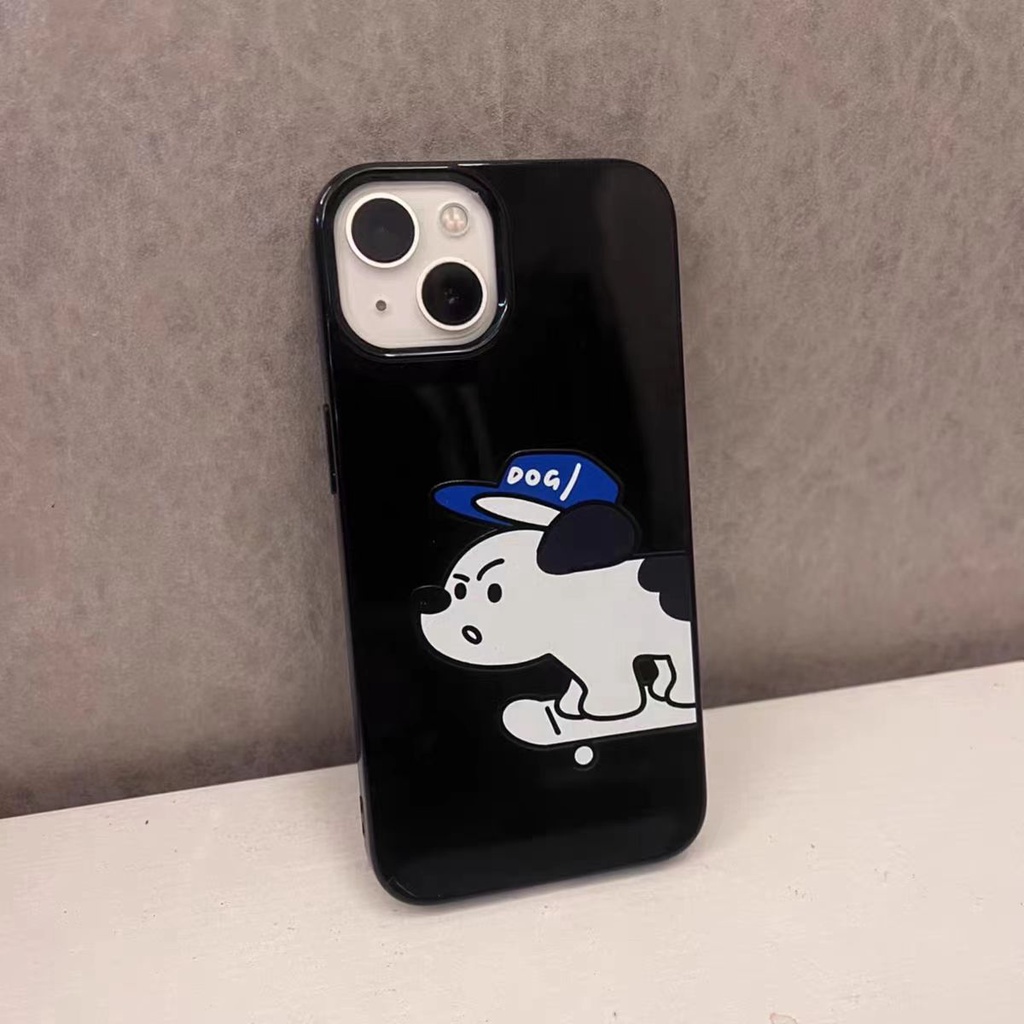 IPHONE Ins Pola Puppy Cocok Untuk Iphone14 14pro 14plus 13 13mini 13pro 13prm iPhone12 7Plus 8Plus Xr XS 13 12mini Pro Max TPU Empat Sudut Casing Ponsel Tahan Guncangan