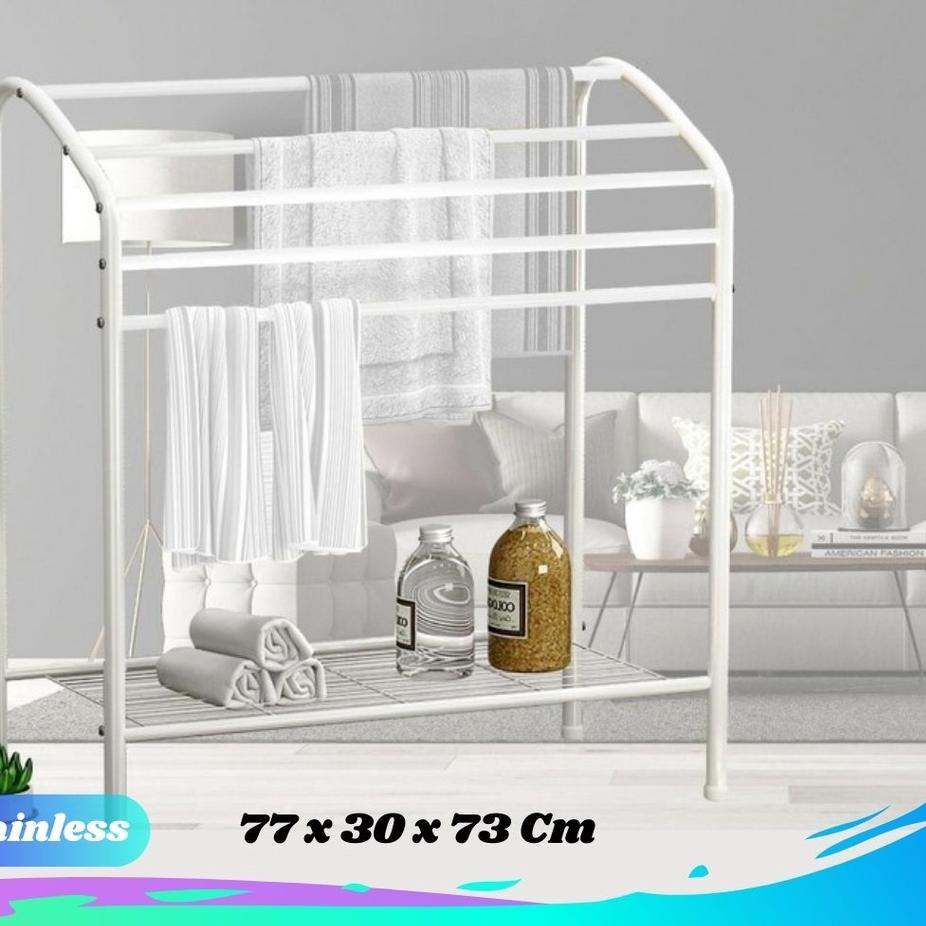 ☑ ZH Jemuran Handuk Stainless Murah /Gantungan Handuk Berdiri Rak Handuk Kamar Mandi/Jemuran Serbagu