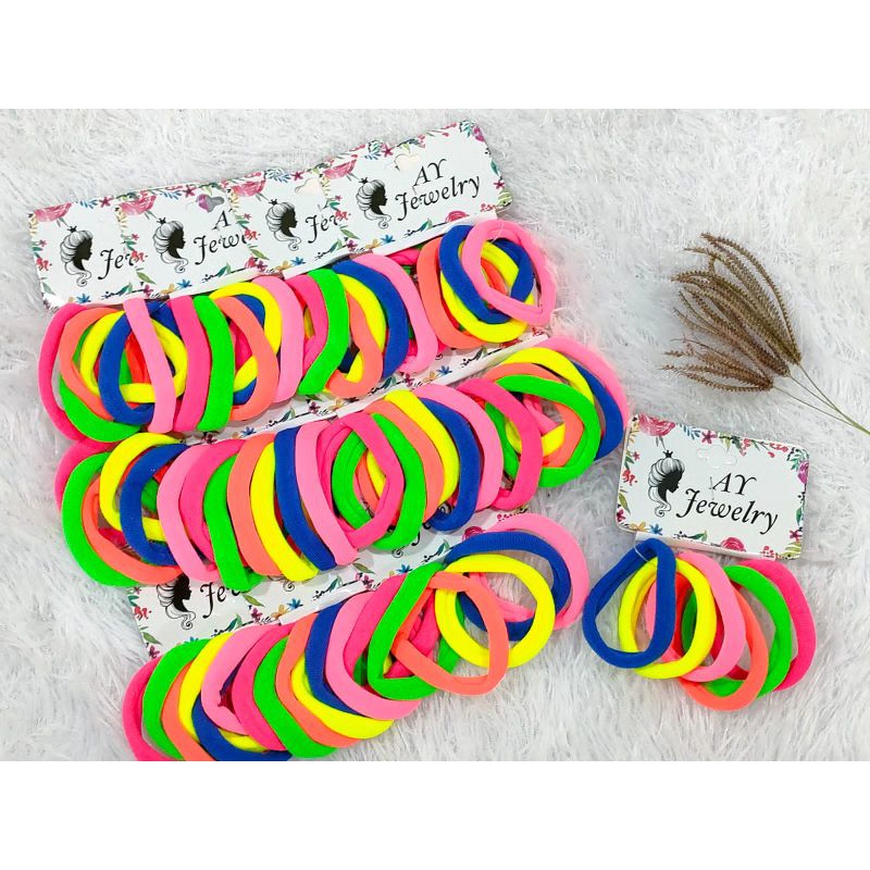 IKAT  RAMBUT ELASTIS WOLL BESAR  polos warna isi 6pcs