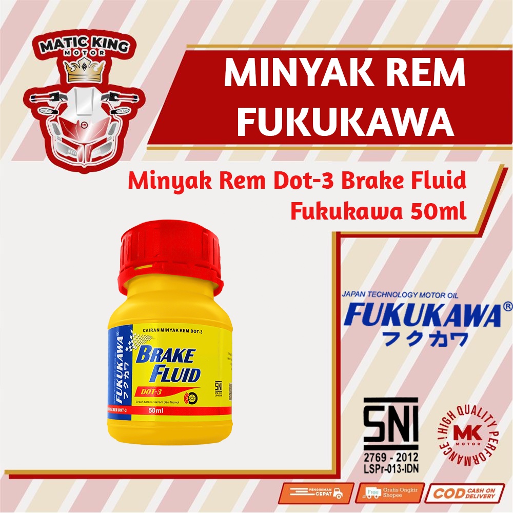 Minyak Rem Brake Fluid Dot 3 50ml Fukukawa Warna Merah