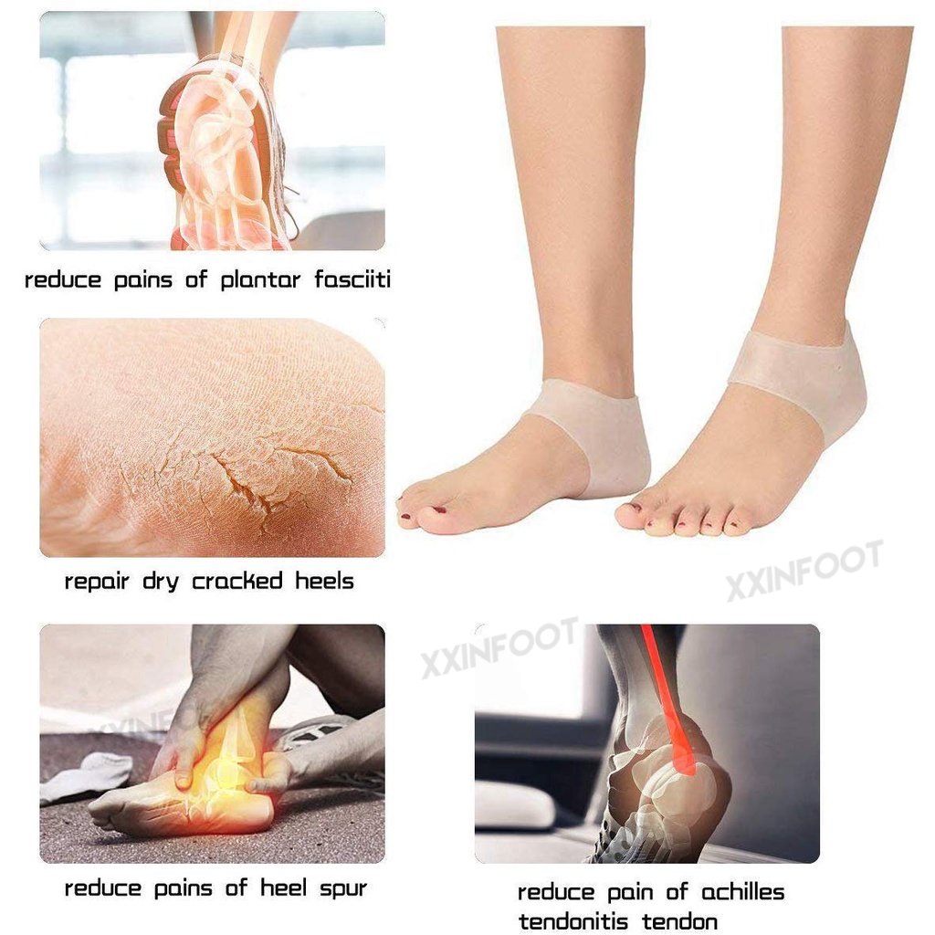 Gel Heel Protectors Bernapas Silicone Heel Cushion Cups Tumit Memacu Relief Lengan Kaki untuk Sakit Tumit