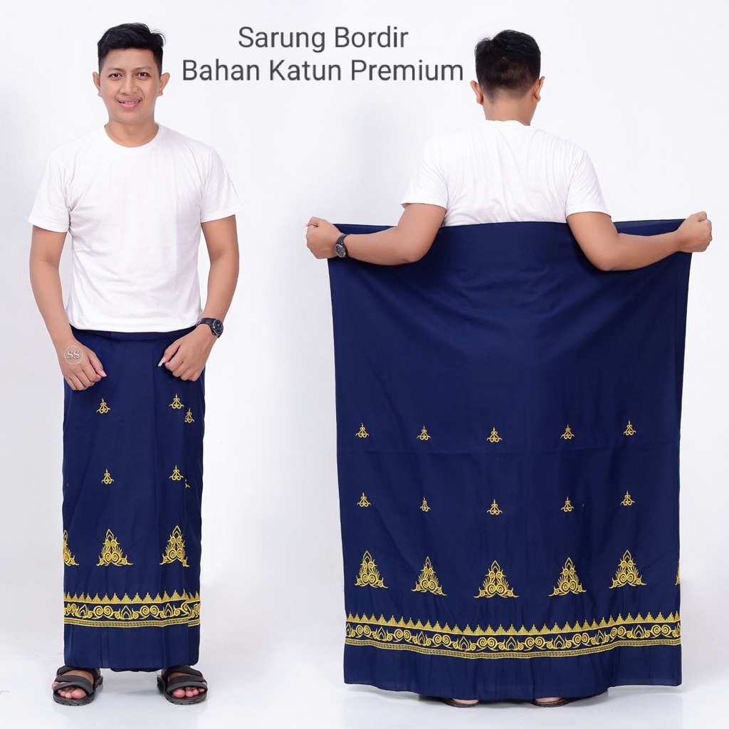 Sarung Katun Bordir Polos Dewasa / Sarung Bordir Aceh Premium / Sarung Wadimor / Sarung Bhs / Sarung Pria