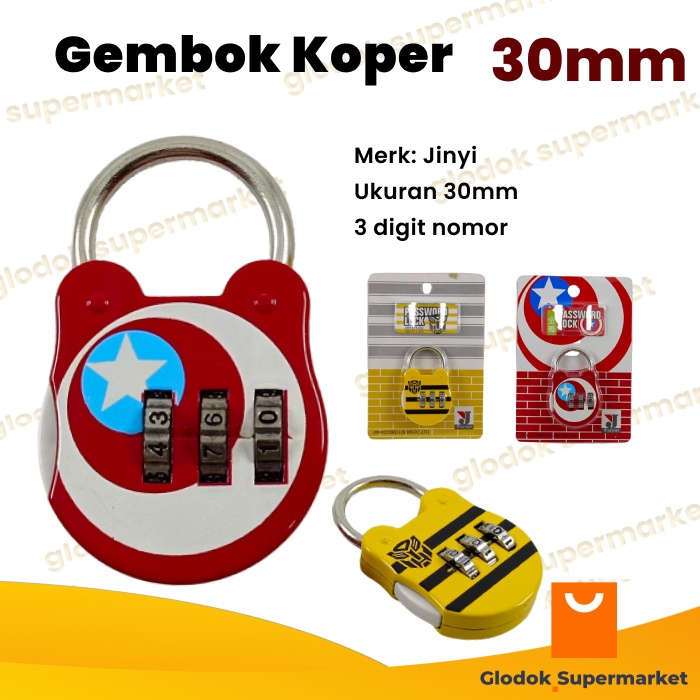 Gembok Koper Angka 30mm Kunci Tas Nomor Transformer Captain America