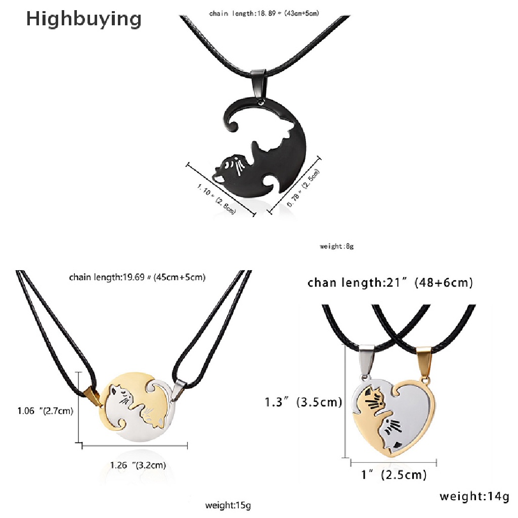 Hbid 2pc/set Pasangan Kalung Hati Puzzle Yang Serasi Liontin Kucing Perhiasan Valene Hadiah Glory