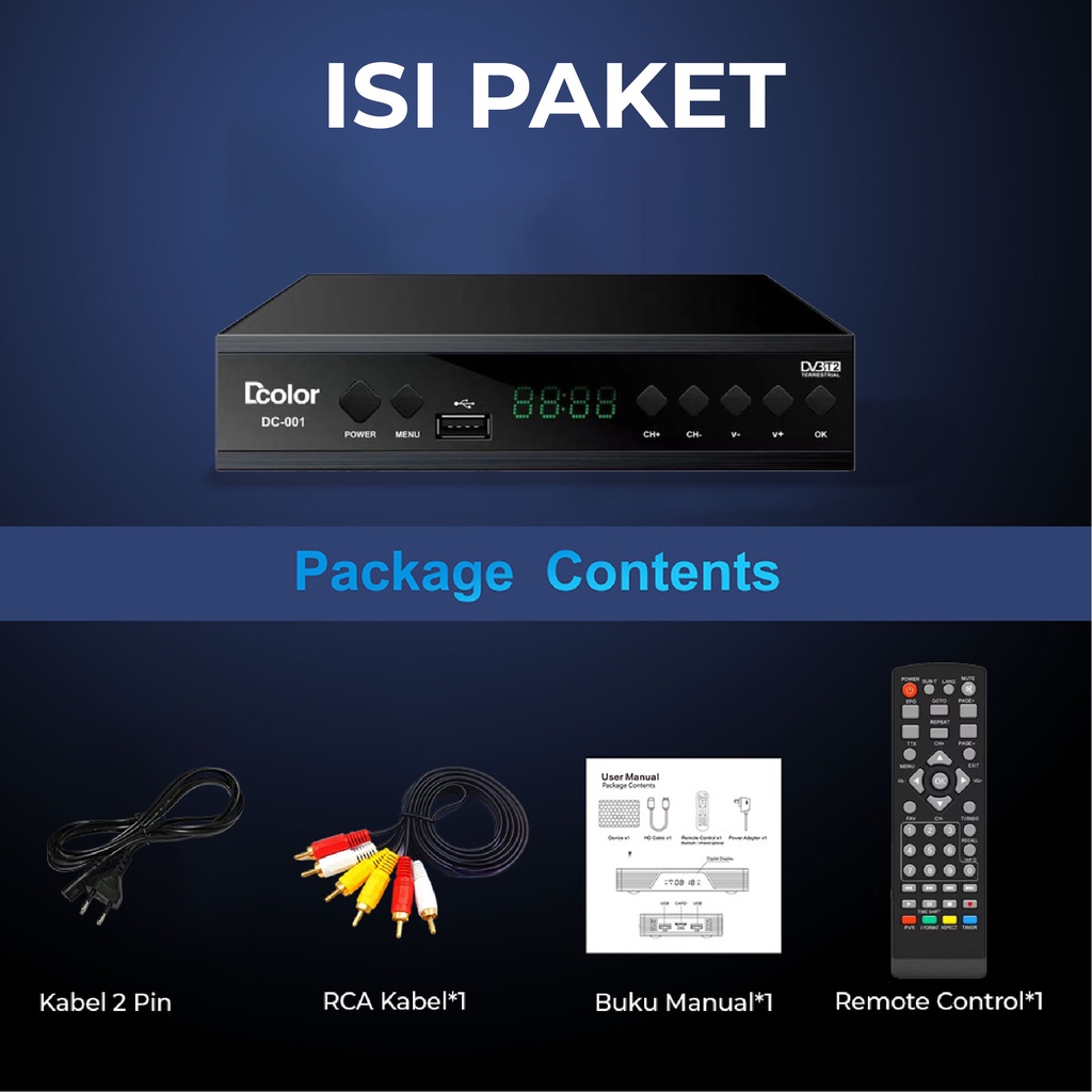 DColor Set Top Box TV Digital DVB T2 Super HD Receiver TV Antena Penerima Siaran Digital STB-DC001 - ACS
