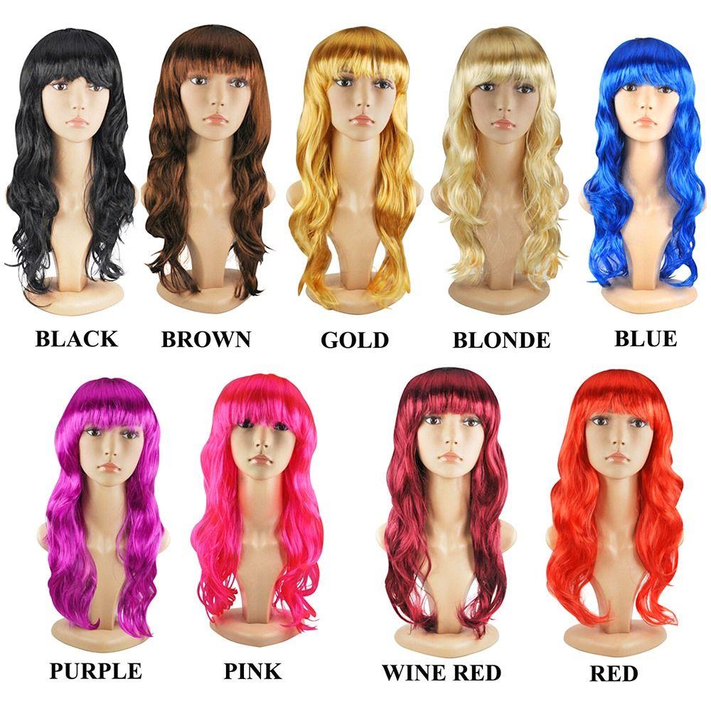 TOP Wig Wanita Hot Rambut Tebal Cosplay Kostum Pakaian Wanita Roll Panjang