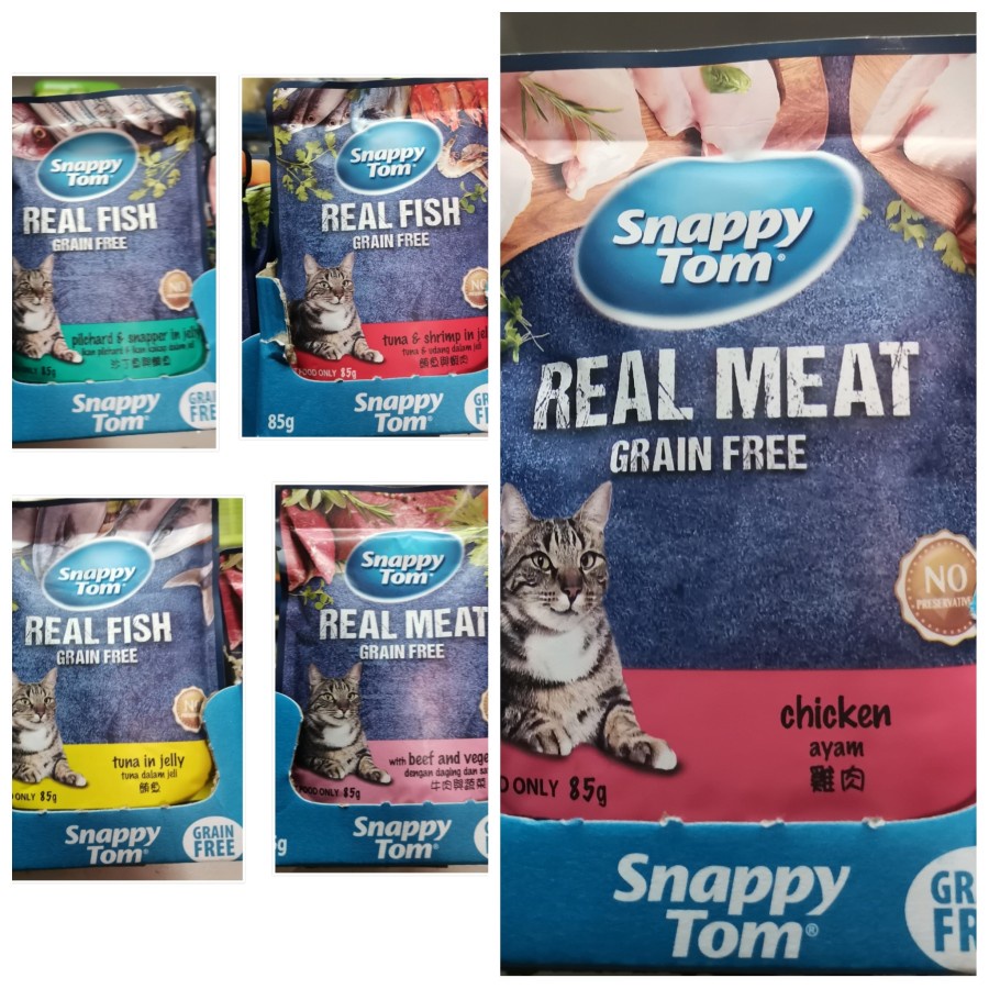 Makanan kucing basah Snappy Tom 85 gr Snappy Tom Pouch