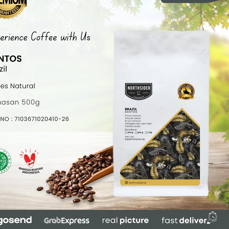 

♙ BIJI KOPI ARABIKA BRAZIL SANTOS NATURAL - 500GR NORTHSIDER COFFEE ♢
