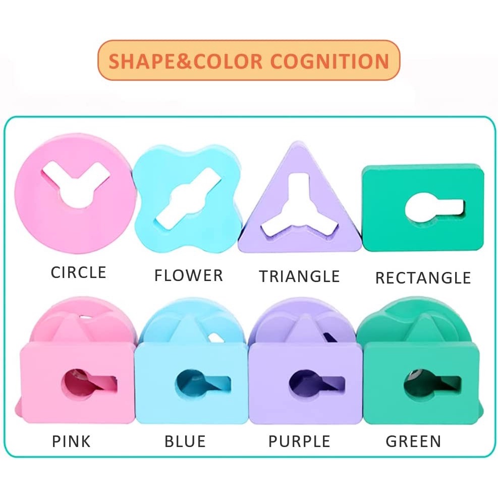 Insert Shape Pastel Matching Game Anak Mainan Balita Pastel Wire Game Wooden Toys Mainan Kayu Sensory Toys Matching Shape Mainan Montessori Anak