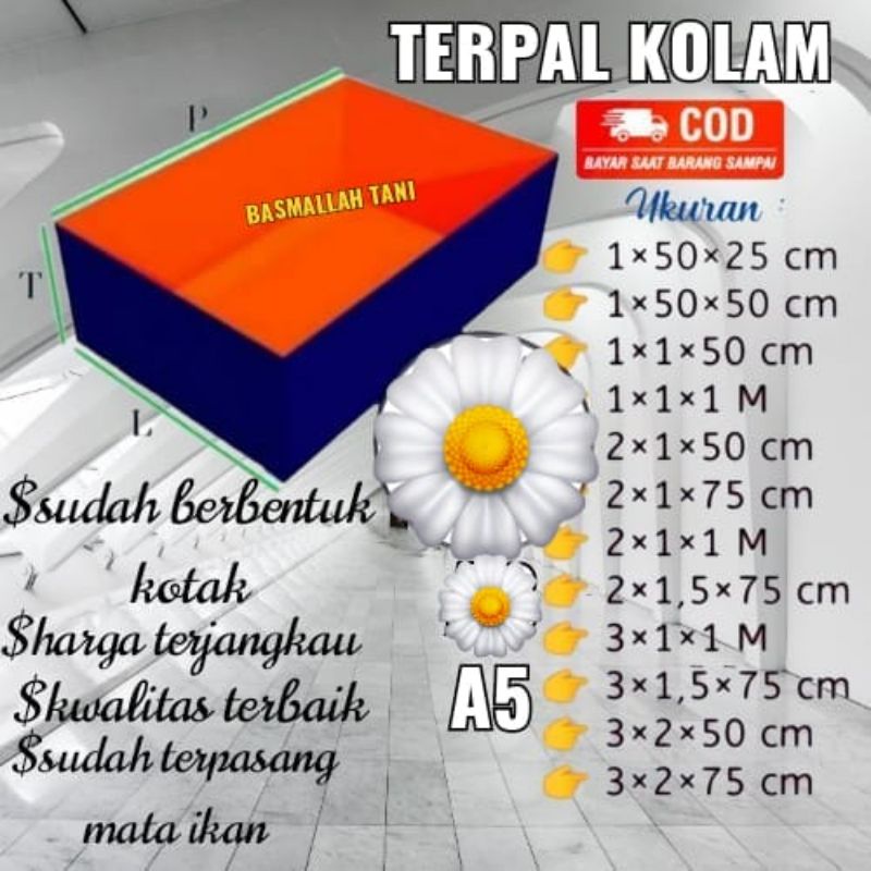 Kolam Terpal Ikan Kotak terpal kolam Tipe A5 bahan korea bisa bayar cod