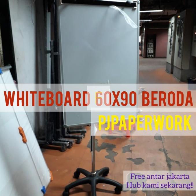 

Whiteboard magnetic roda 60x90 cm SAKANA /papan tulis flipchart beroda