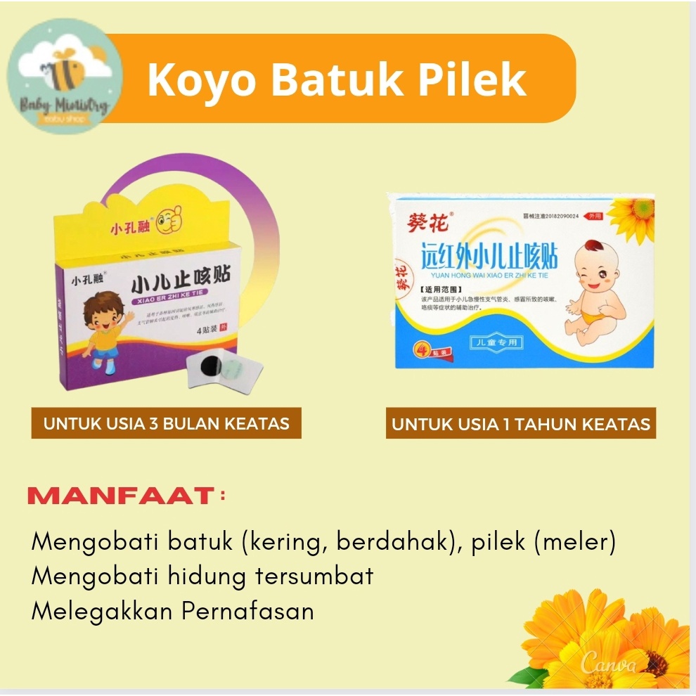 Koyo Batuk pilek Untuk Bayi / koyo flu bayi / koyo flu Anak / koyo batuk pilek Xiao Er Zi Ke Tie / Koyo Flu Xiao Er Zi Ke Tie