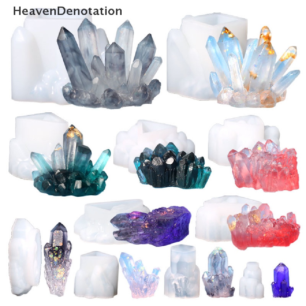 [HeavenDenotation] Crystal Cluster Mold DIY Epoxy Resin Decoration Rockery Icicle Silicone Glue Soap Divination Spirit Pendulum Potted Set HDV