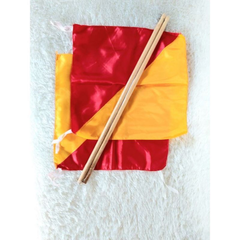 (1 PSG) BENDERA SEMAPUR KUNING MERAH + (2 PCS) TONGKAT BENDERA/BENDERA SEMAPUR/bendera semaphore