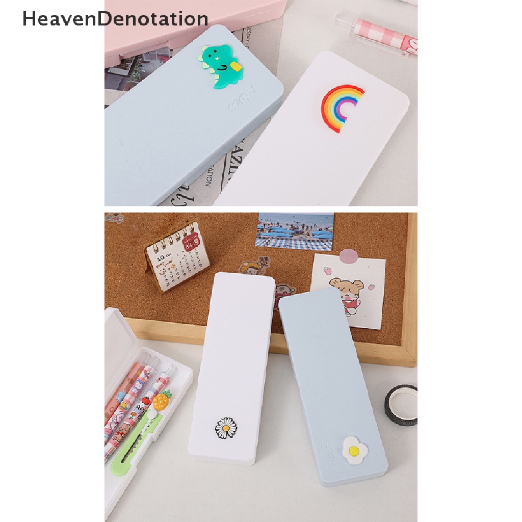 [HeavenDenotation] Kartun Lucu Frosted Pensil Case Plastik Sederhana Portabel Tahan Air Kotak Tempat Pensil Penyimpanan Belajar Perlengkapan Alat Tulis Pensil Cases HDV