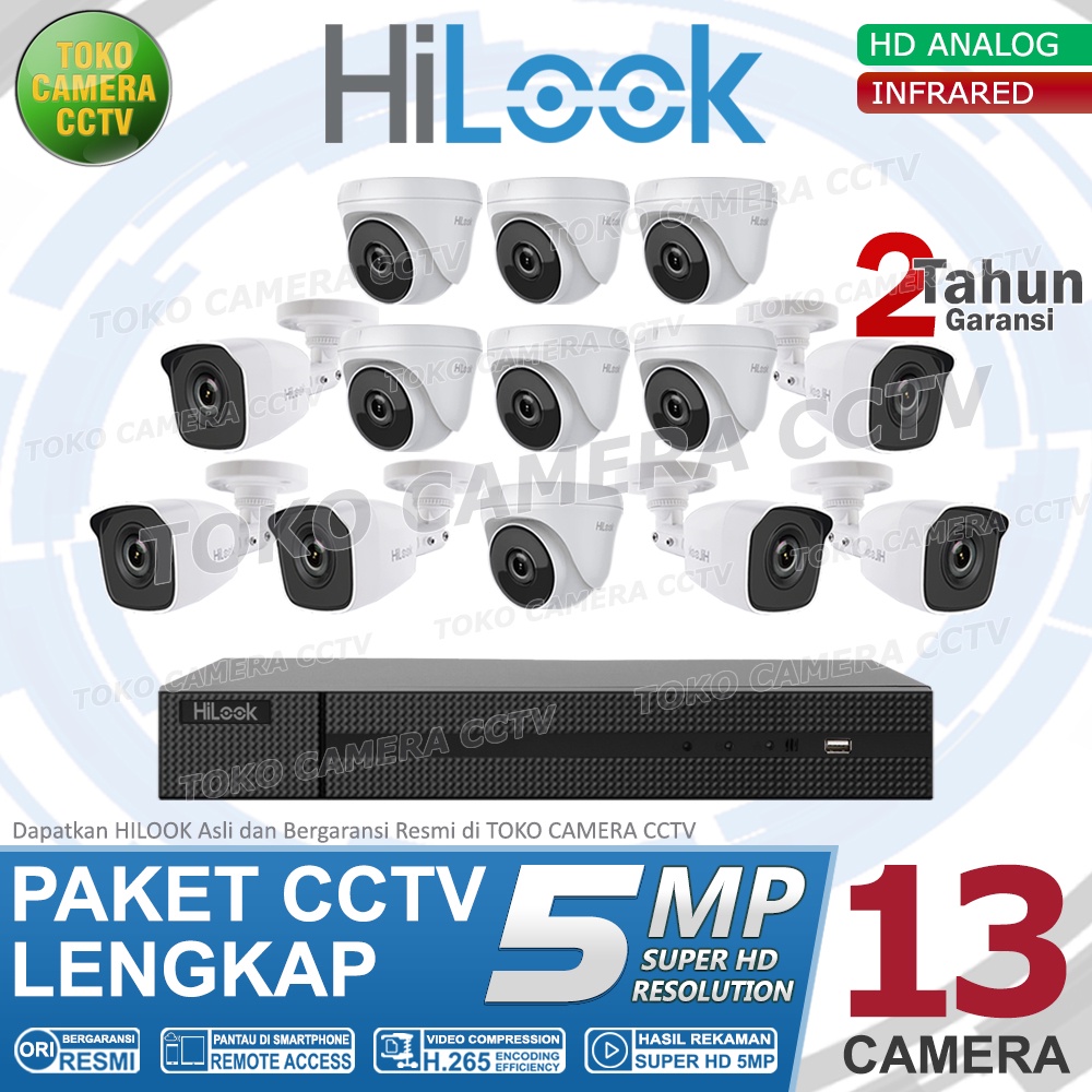 PAKET CCTV HILOOK 5MP 16 CHANNEL 13CAMERA