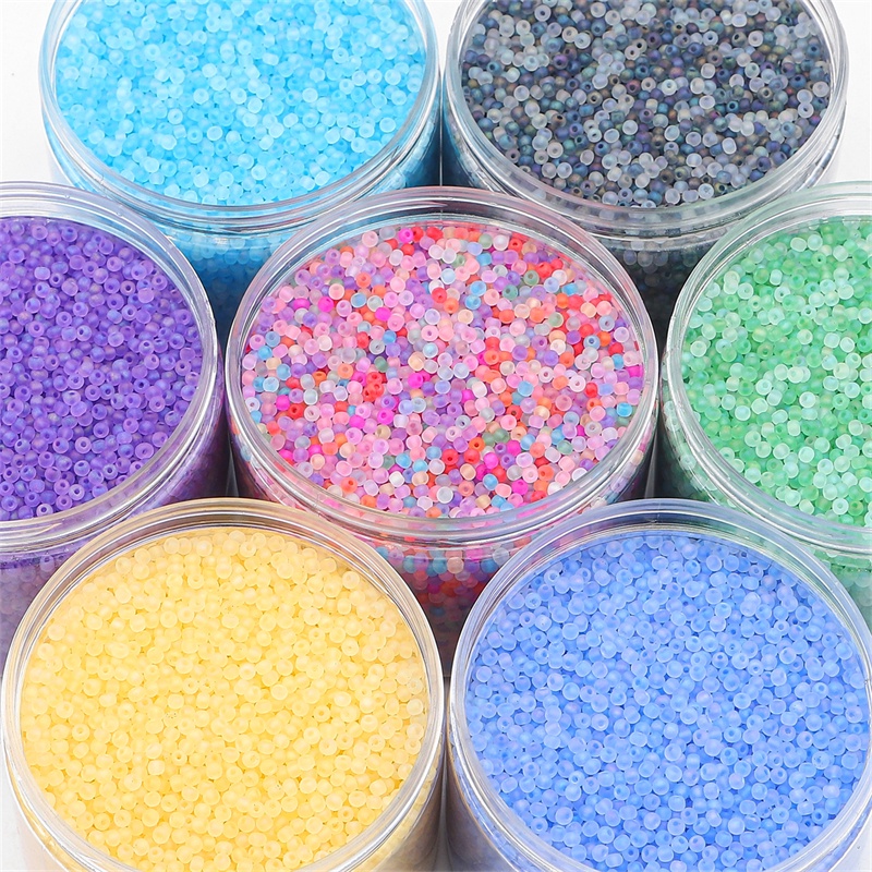 2mm 3mm 4mm Frosting Matte Seedbeads Seragam Putaran Spacer Beads Warna Pelangi Czech Bead Untuk Membuat Perhiasan Anting Kalung DIY