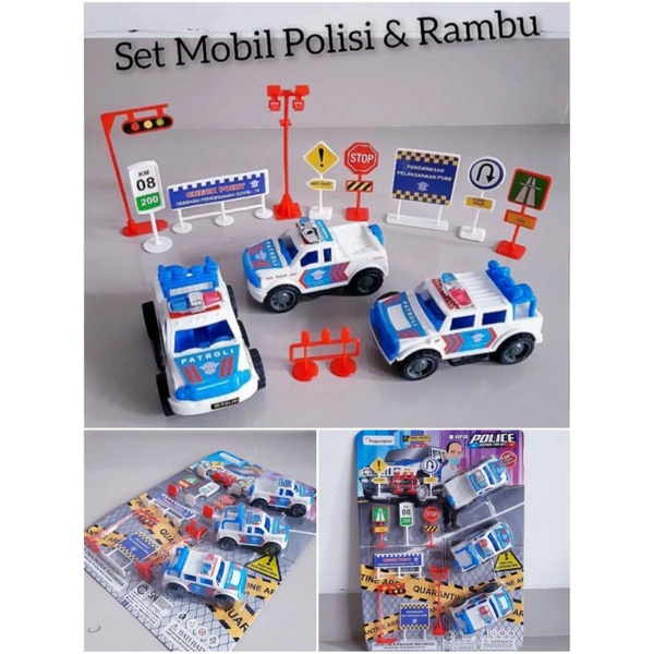 Mainan Set Mobil Polisi Rambu Lalu Lintas - Police Car Mobilan