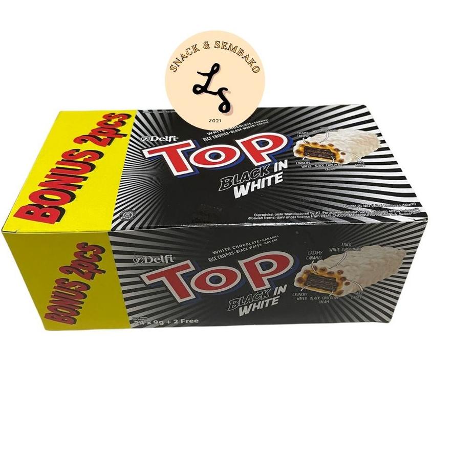 

12.12 HARGA GROSIR Delfi Top Wafer Box Coklat/Black in White - 1 Box 24pcs + 2 Free x 9gr !