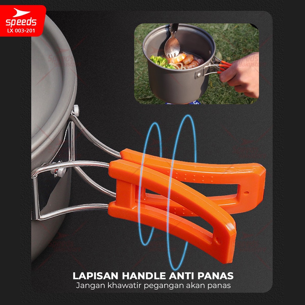 SPEEDS Alat Masak Camping Set Mini Cooking Cookware Rekreasi Pesta Portable 2-6 Orang Teko Outdoor Aman 003-201