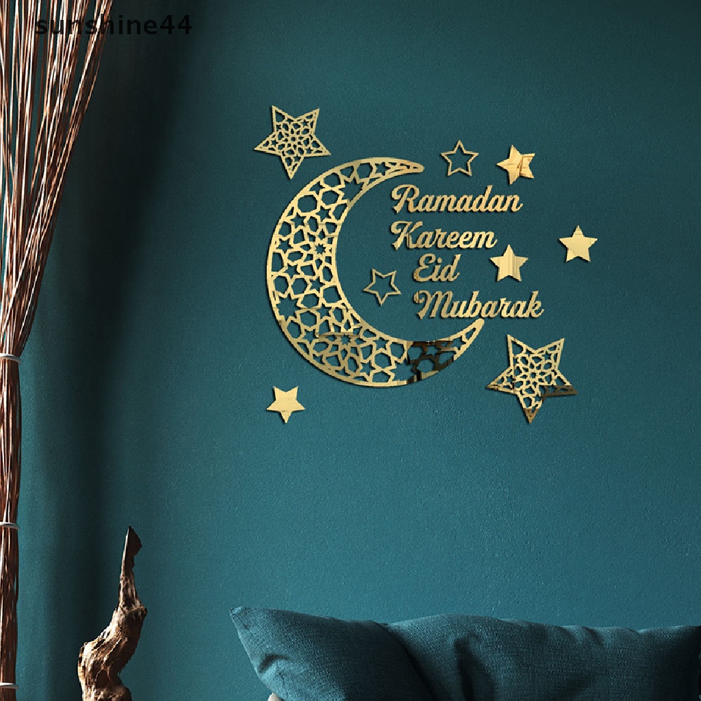 Sunshine Ramadan Stiker Dinding Bulan Bintang Lentera DIY Wall Decal Kareem Ramadan Dekorasi Untuk Rumah Islami Muslim Mural Eid Mubarak ID