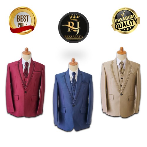 Jas Pengantin Pria Reksa Jaya Collection  - Jas Formal semi WOOL Kerah Lipat 2 Jas Blazer Kantor Pri