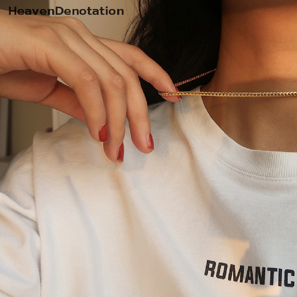 [HeavenDenotation] Fashion Kalung Rantai Baja Titanium Untuk Pria Wanita Warna Emas Rantai Pecut Kuda Klasik Minimalis Choker Perhiasan Hadiah HDV