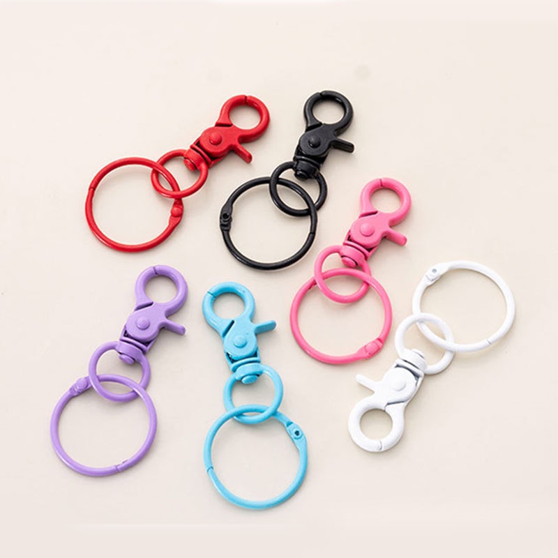 1pcs Color Baking Paint Candy Color Open Ring Lobster Ring Gantungan Kunci DIY Discovery Making Key Chain